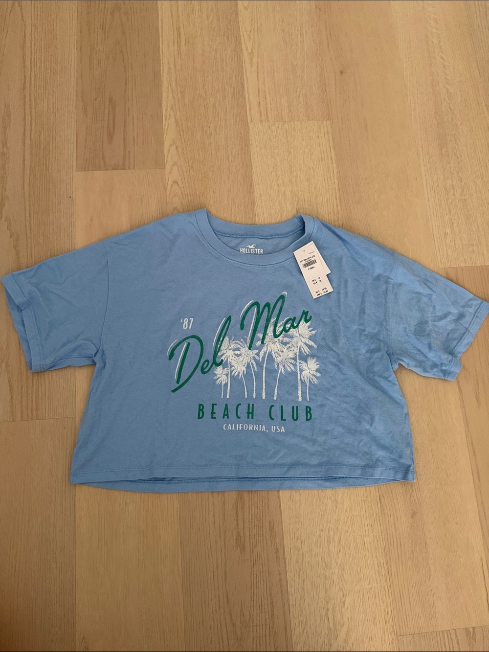 NWT Hollister Light Blue Del Mar Beach Club Cropped Tee Size XS